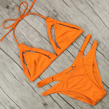 Load image into Gallery viewer, Bikini Women Solid Bandage Push Up Swimsuit 2018