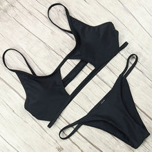 Load image into Gallery viewer, Bikini Women Solid Bandage Push Up Swimsuit 2018