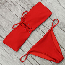 Load image into Gallery viewer, Swimsuit 2018 Ribbed Lace Up Women Sexy Swimwear