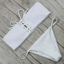 Load image into Gallery viewer, Swimsuit 2018 Ribbed Lace Up Women Sexy Swimwear