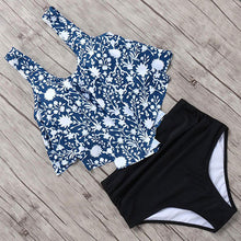 Load image into Gallery viewer, Print High Neck Bikini Swimwear Women Plus Size Swimsuit 2019