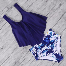 Load image into Gallery viewer, Print High Neck Bikini Swimwear Women Plus Size Swimsuit 2019