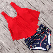 Load image into Gallery viewer, Print High Neck Bikini Swimwear Women Plus Size Swimsuit 2019