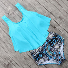 Load image into Gallery viewer, Print High Neck Bikini Swimwear Women Plus Size Swimsuit 2019