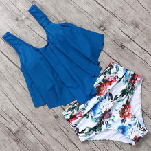 Load image into Gallery viewer, Print High Neck Bikini Swimwear Women Plus Size Swimsuit 2019