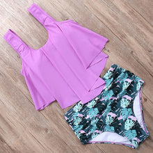 Load image into Gallery viewer, Print High Neck Bikini Swimwear Women Plus Size Swimsuit 2019