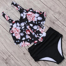 Load image into Gallery viewer, Print High Neck Bikini Swimwear Women Plus Size Swimsuit 2019