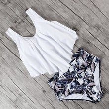 Load image into Gallery viewer, Print High Neck Bikini Swimwear Women Plus Size Swimsuit 2019
