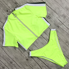 Load image into Gallery viewer, Yellow Bikini 2018 Female Sports Style Bikini Zipper Swimsuit