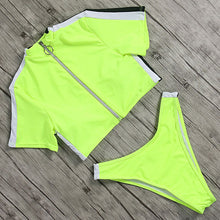 Load image into Gallery viewer, Yellow Bikini 2018 Female Sports Style Bikini Zipper Swimsuit