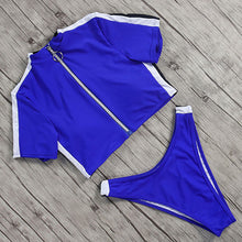 Load image into Gallery viewer, Yellow Bikini 2018 Female Sports Style Bikini Zipper Swimsuit