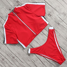 Load image into Gallery viewer, Yellow Bikini 2018 Female Sports Style Bikini Zipper Swimsuit