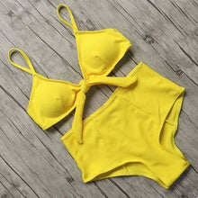 Load image into Gallery viewer, Solid High Waist Bikini 2019 Sexy Pure Bandage Swimwear Women