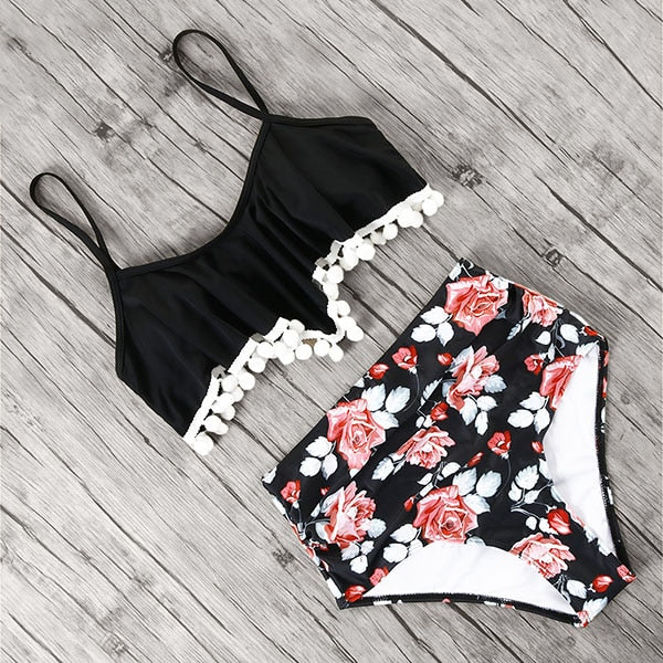 3XL Bikini Flower Print Swimsuit 2019